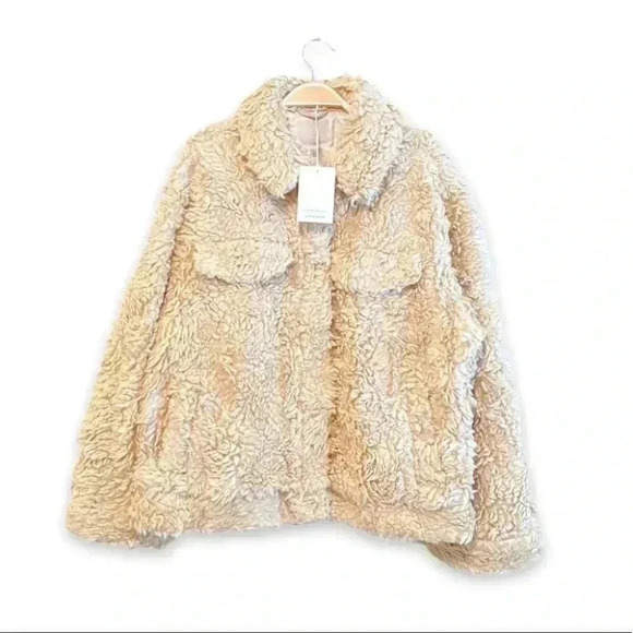 NWT & Other Stories Faux Fur Cozy Teddy Jacket Latte Brown Size 8 - Picture 5 of 11